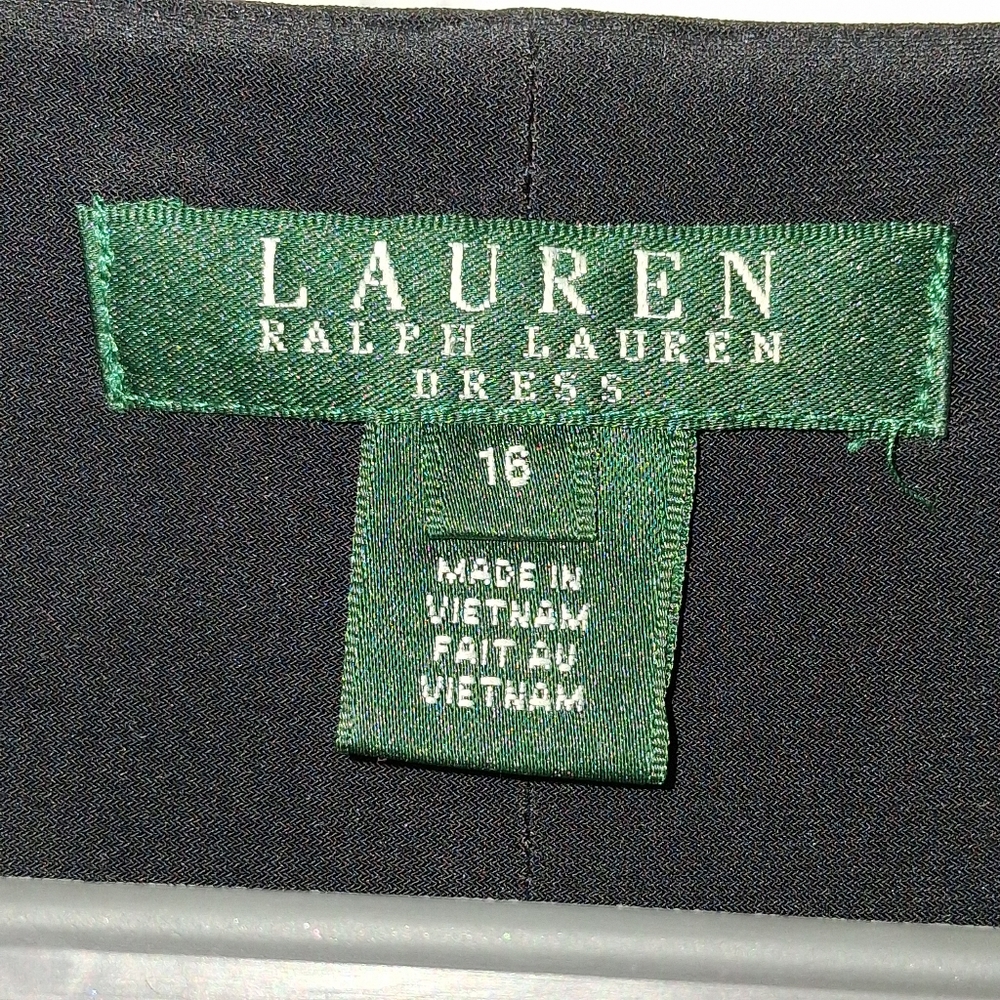 Lauren Ralph Lauren Stretch Jersey Dress Women's Plus Sz 16 Black Cocktail - Picture 5 of 11